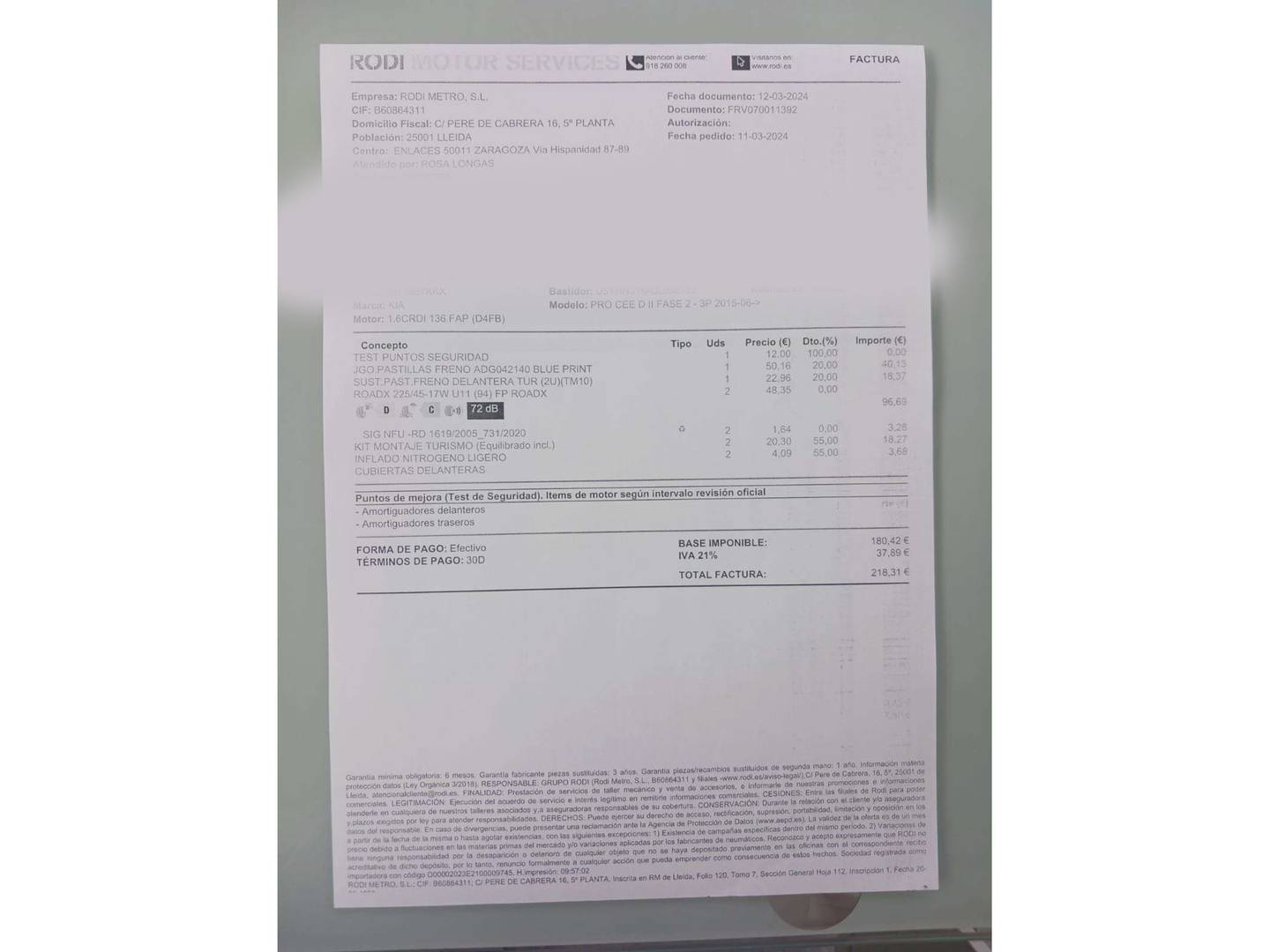Foto del mantenimiento del KIA ProCeed KIA ProCeed 1.6 CRDi VGT GT Line (136 CV)