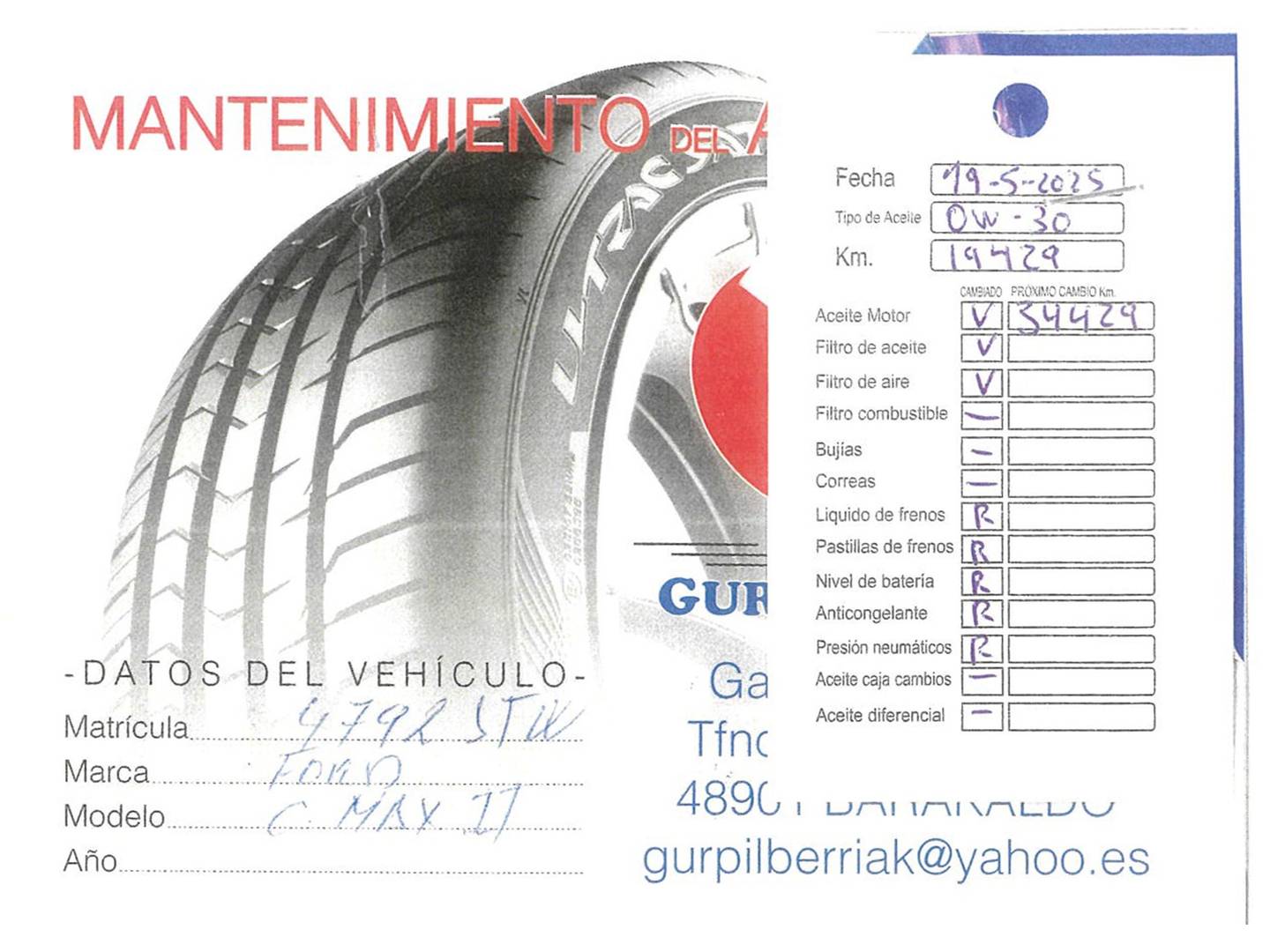 Foto del mantenimiento del Ford C-Max Ford C-Max 1.5 TDCI Business (120 CV)