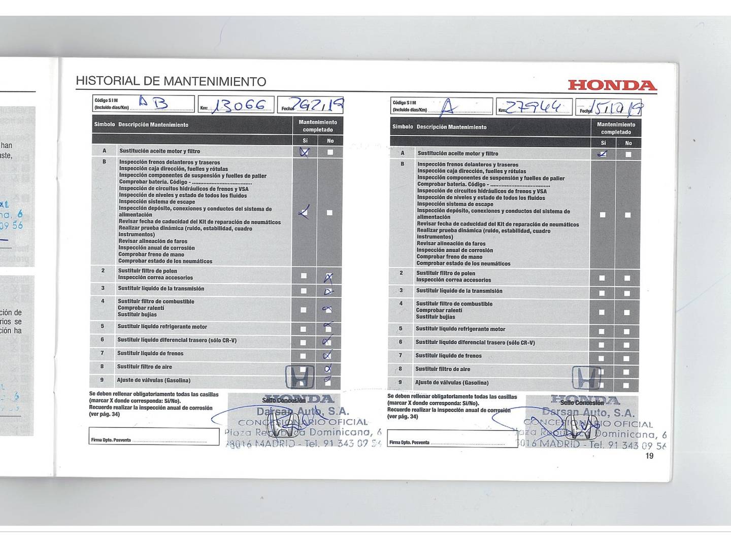 Foto del mantenimiento del Honda Civic Honda Civic 1.0 I-VTEC TURBO Elegance Navi (129 CV)
