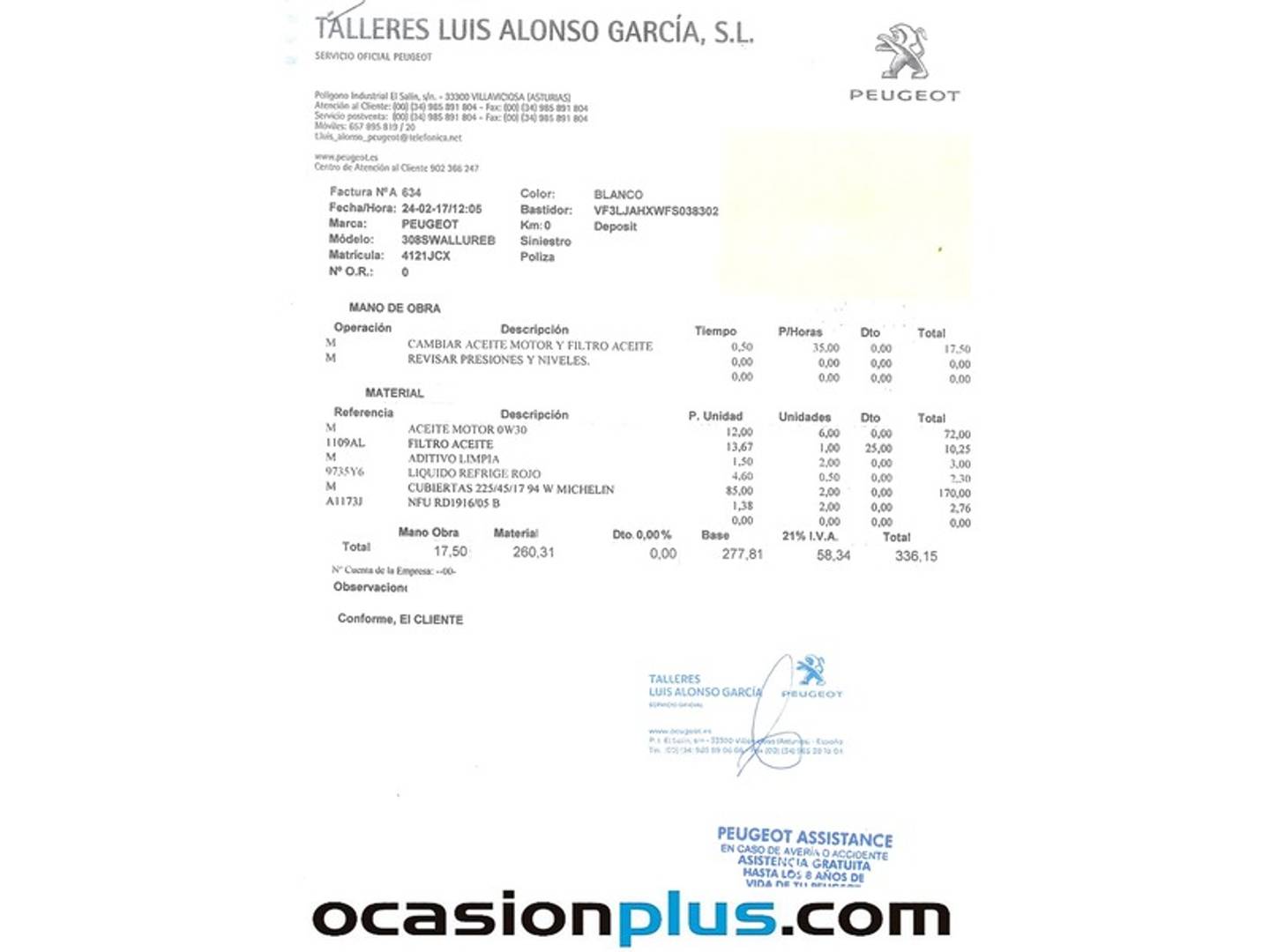 Foto del mantenimiento del Peugeot 308 Peugeot 308 SW SW 2.0 BlueHDi Allure Auto (150 CV)