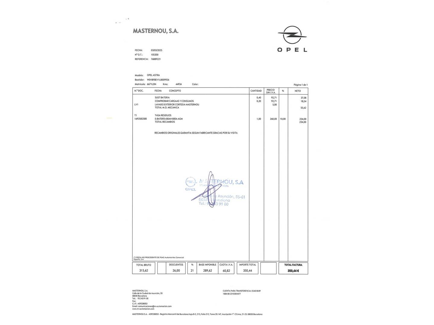 Foto del mantenimiento del Opel Astra Opel Astra Sports Tourer 1.5 D GS Line (122 CV)