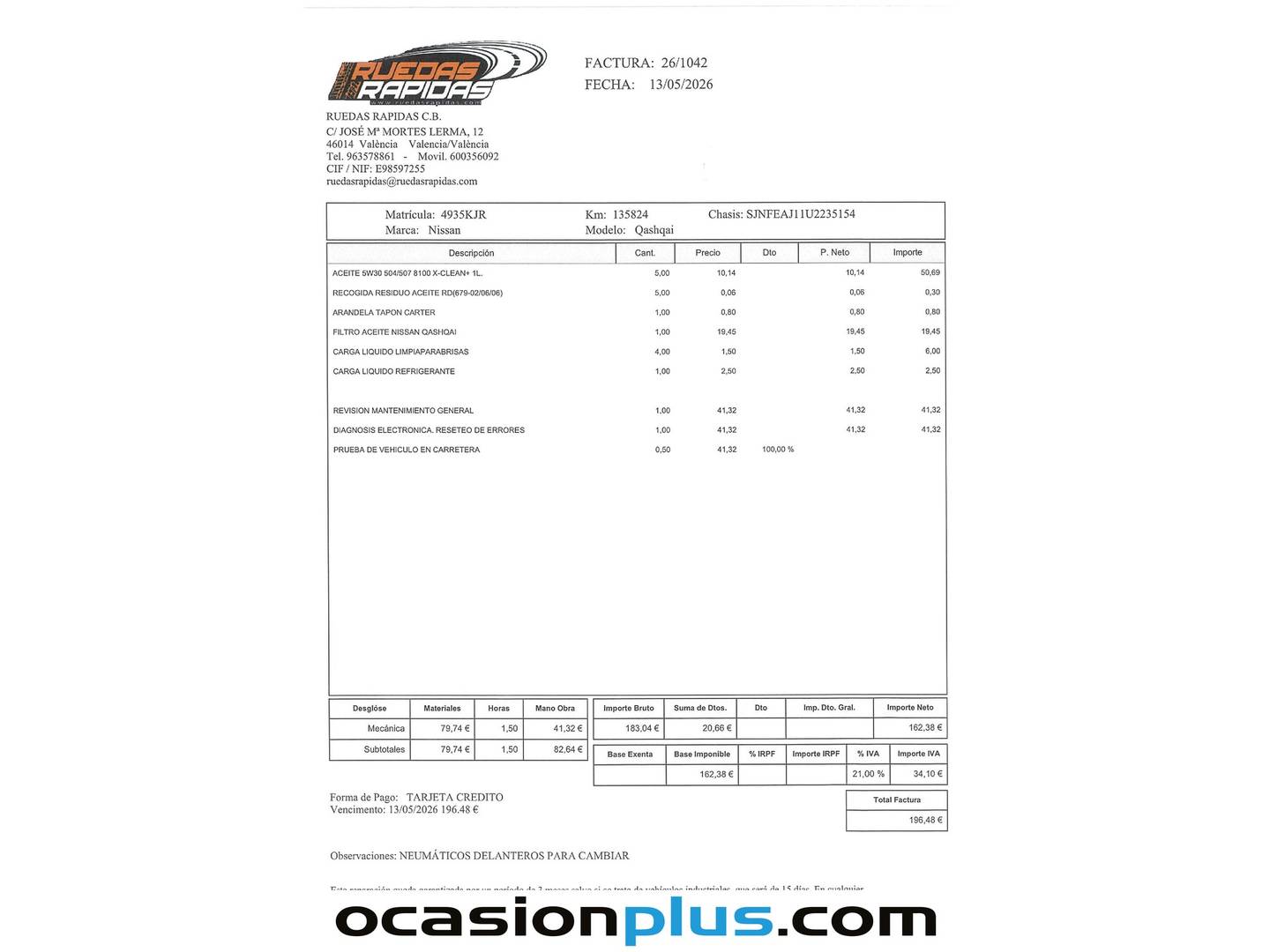 Foto del mantenimiento del Nissan QASHQAI Nissan Qashqai DIG-T 115 N-Connecta 4x2 (115 CV)