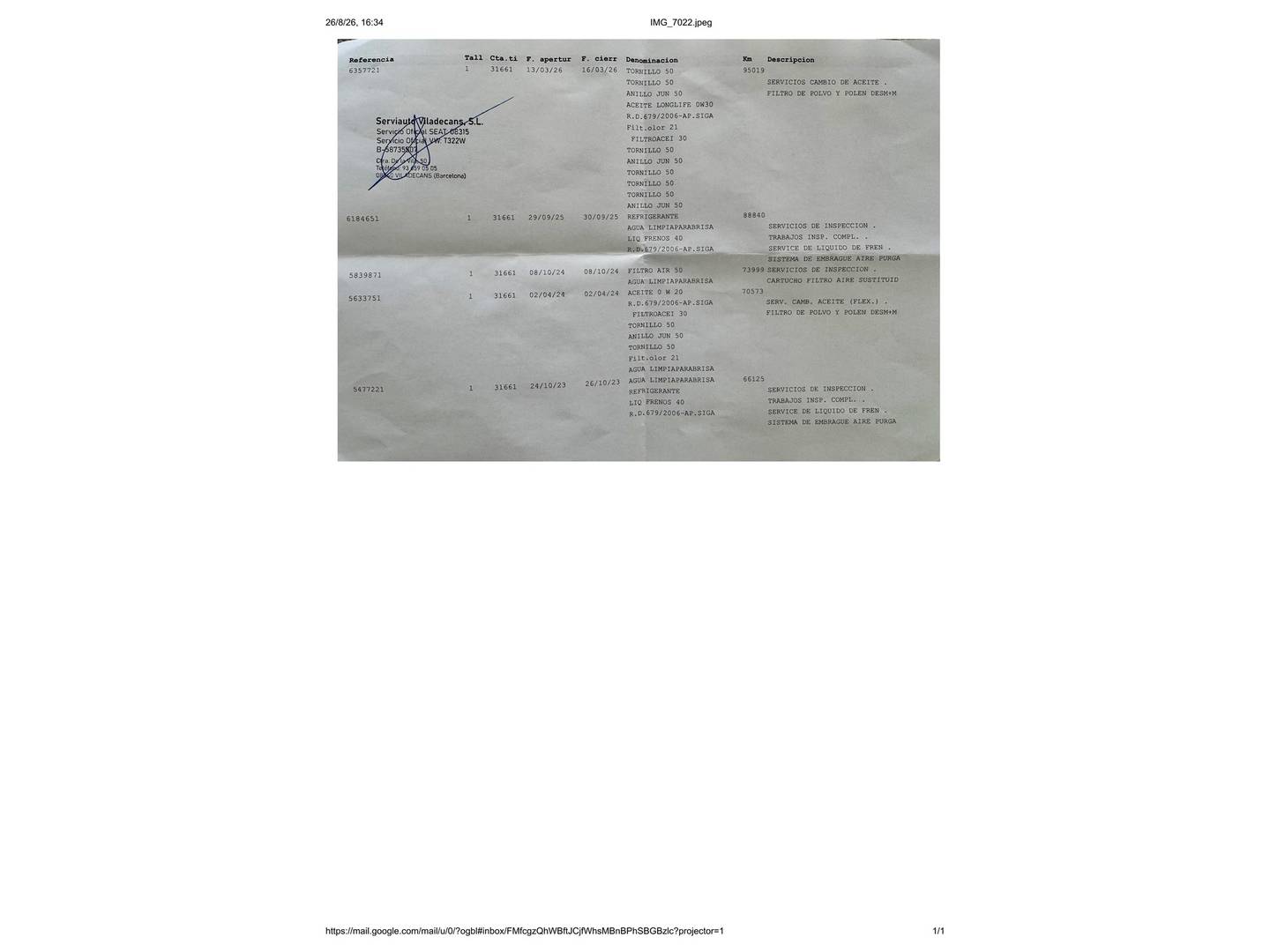 Foto del mantenimiento del Seat Arona Seat Arona 1.0 TSI Ecomotive FR Edition (115 CV)