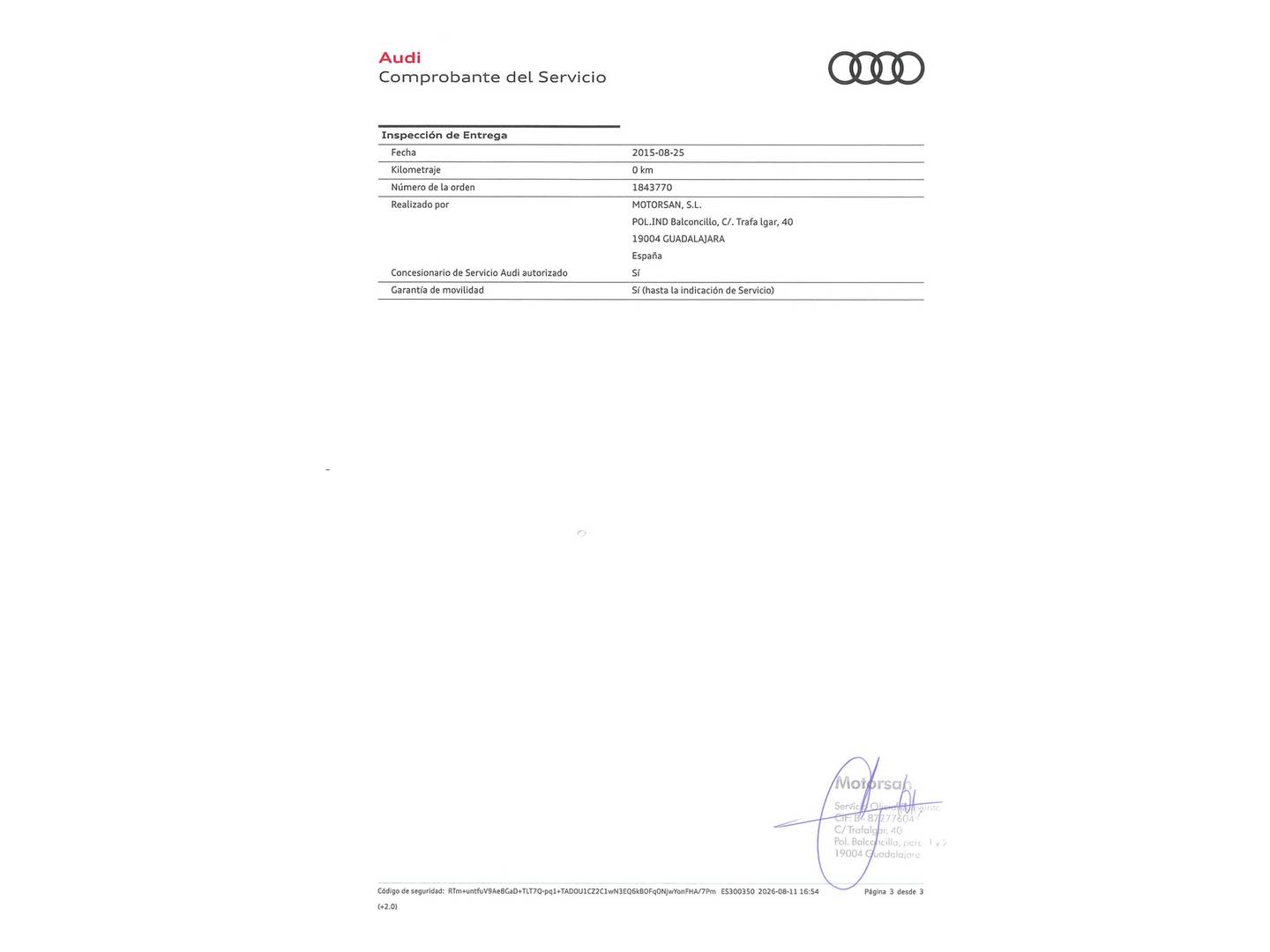 Foto del mantenimiento del Audi A4 Audi A4 S line edition 2.0 TDI clean diesel (150 CV)