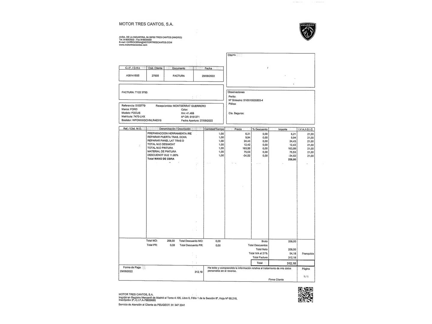 Foto del mantenimiento del Ford Focus Ford Focus 1.0 Ecoboost S&S ST-Line (125 CV)