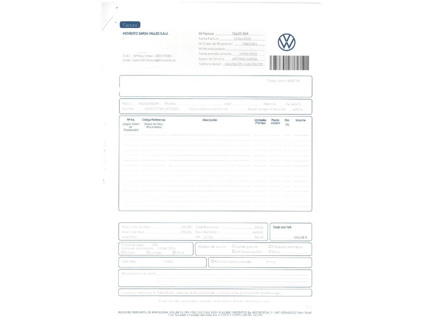 Foto del mantenimiento del Volkswagen Sharan Volkswagen Sharan Sport 1.4 TSI (150 CV) DSG