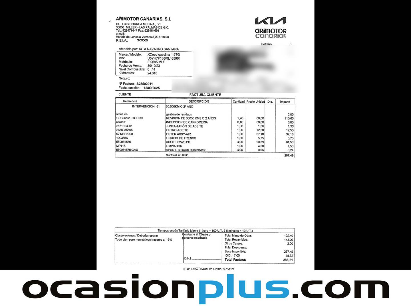 Foto del mantenimiento del KIA XCeed KIA XCeed 1.5 GDi GT-line (160CV) DCT 5P