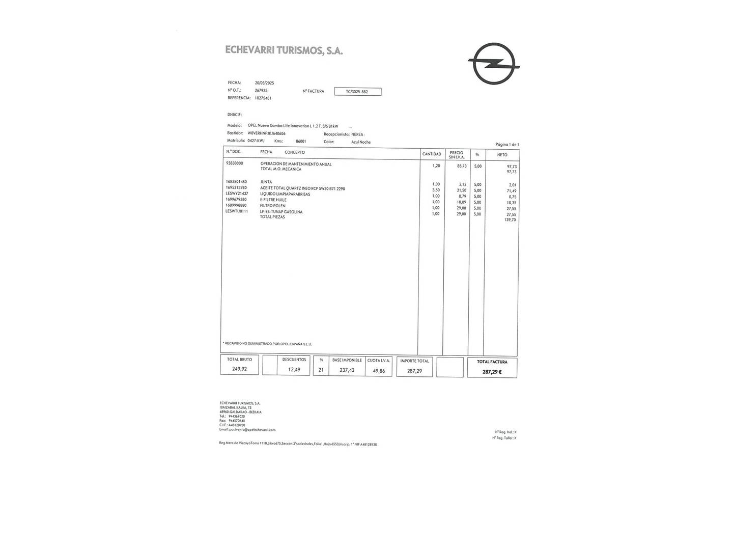 Opel Combo Life Opel Combo Life 1.2 Turbo S&S Innovation L (110 CV) gasolina