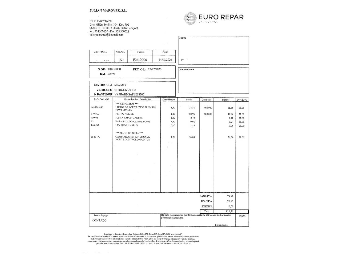 Foto del mantenimiento del Citroën C4 Citroën C4 PureTech 130 S&S 6v Feel Pack (130 CV)