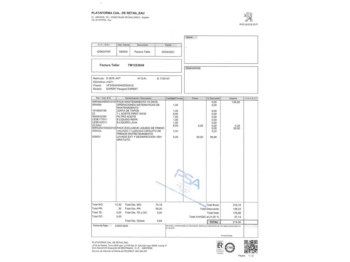 Foto del mantenimiento del Peugeot Traveller Peugeot Traveller 2.0 BlueHDi Business Standard (150 CV)9 Plazas