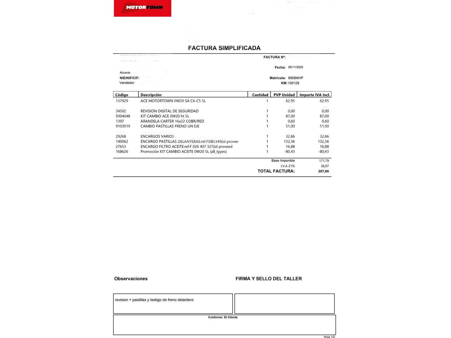 Foto del mantenimiento del Cupra Formentor CUPRA Formentor 2.0 TDI  (150 CV)