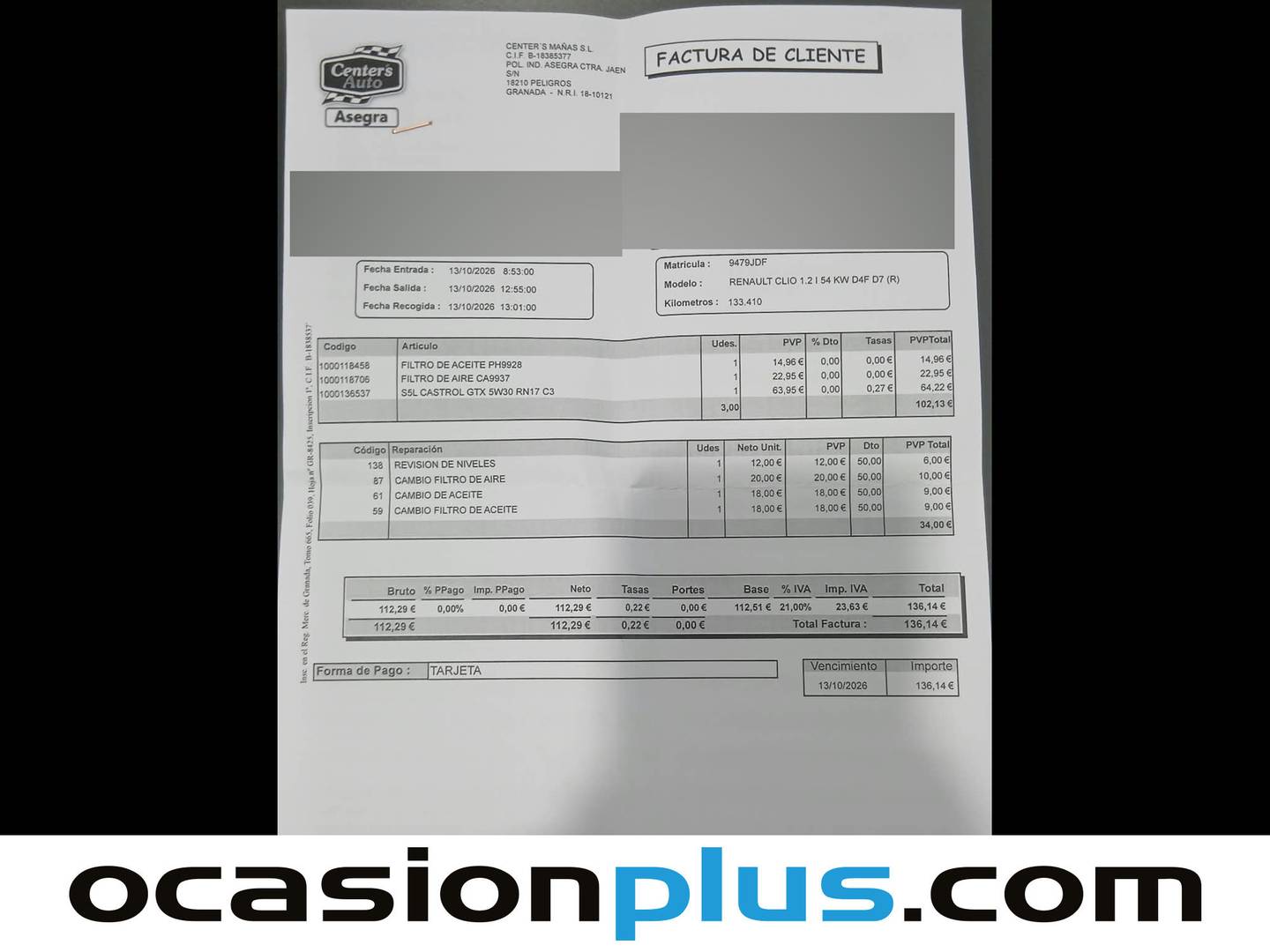 Foto del mantenimiento del Renault Clio Renault Clio 1.2 16v Authentique (75 CV)