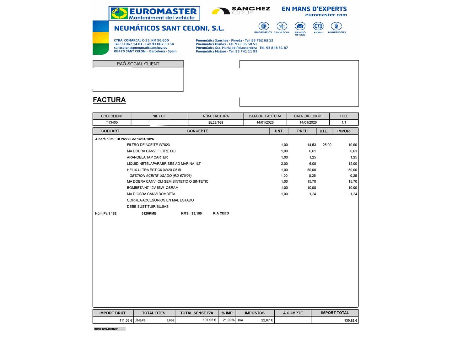Foto del mantenimiento del KIA Ceed KIA Ceed 1.0 T-GDi Eco-Dynamics x-Tech17 (120 CV)