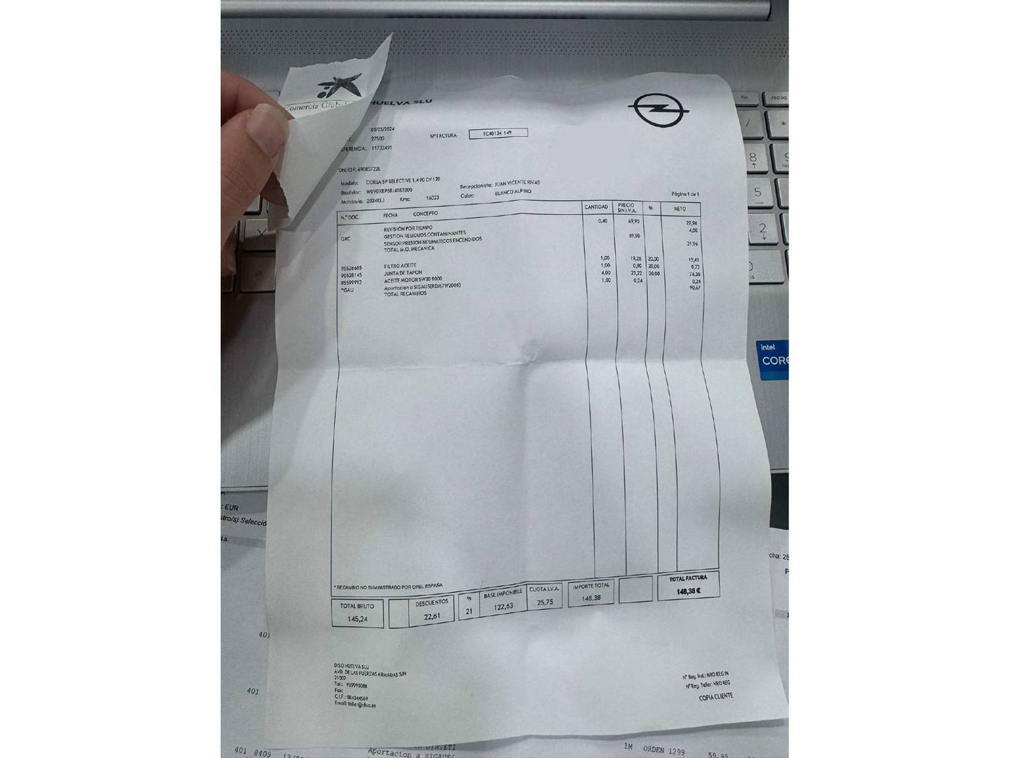 Foto del mantenimiento del Opel Corsa Opel Corsa 1.4 Selective (90 CV)