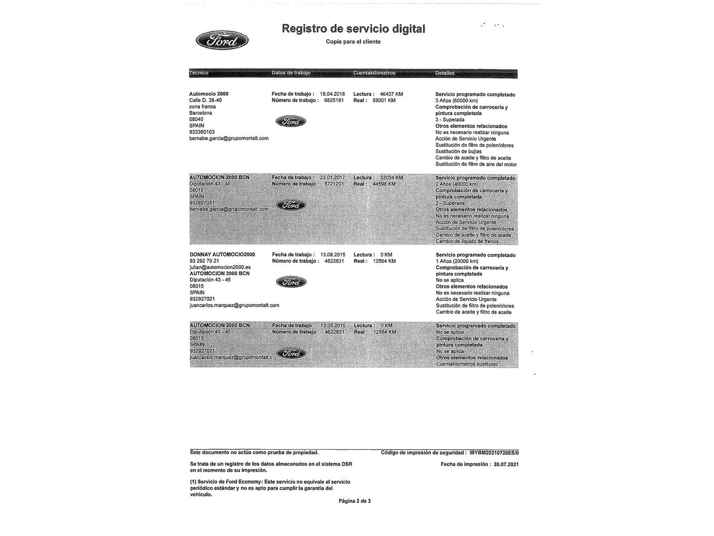 Foto del mantenimiento del Ford Fiesta Ford Fiesta 1.25 Duratec (82cv) Trend 5p