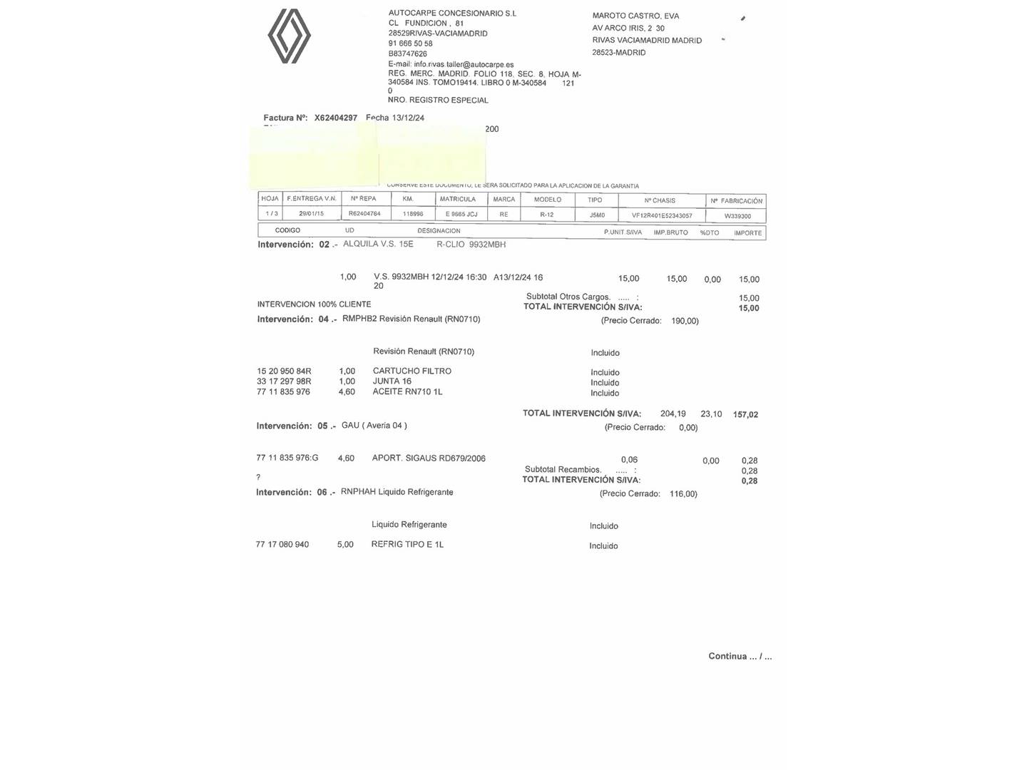 Foto del mantenimiento del Renault Captur Renault Captur Zen Energy TCe (120 CV) EDC