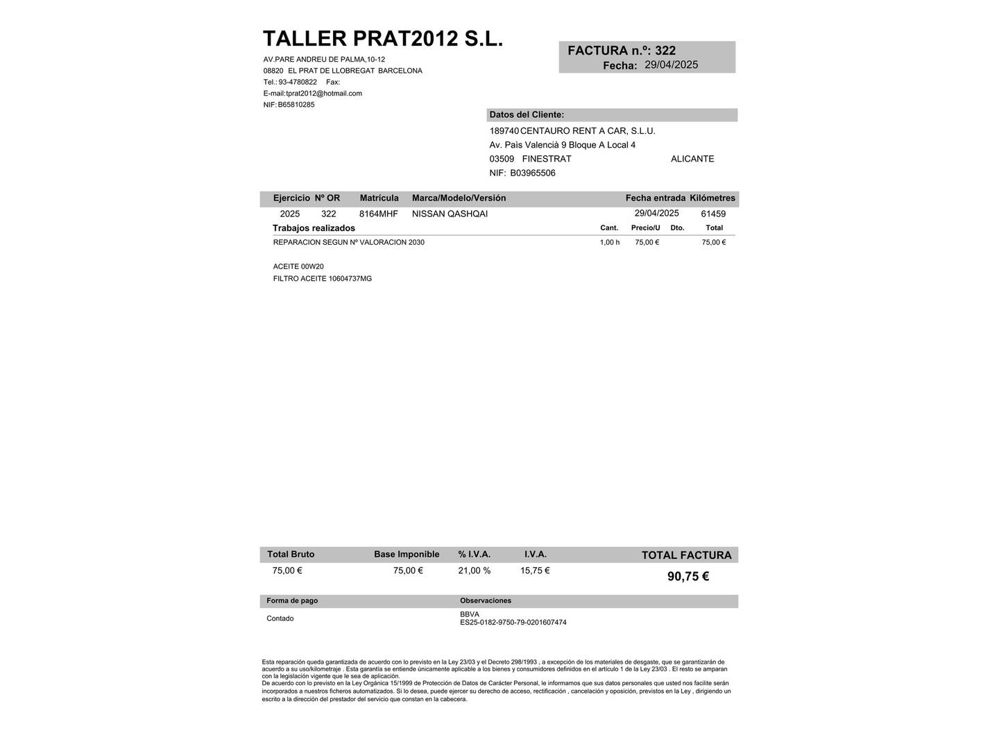 Foto del mantenimiento del MG eHS MG eHS 1.5 T-GDI PHEV Luxury (258 CV)