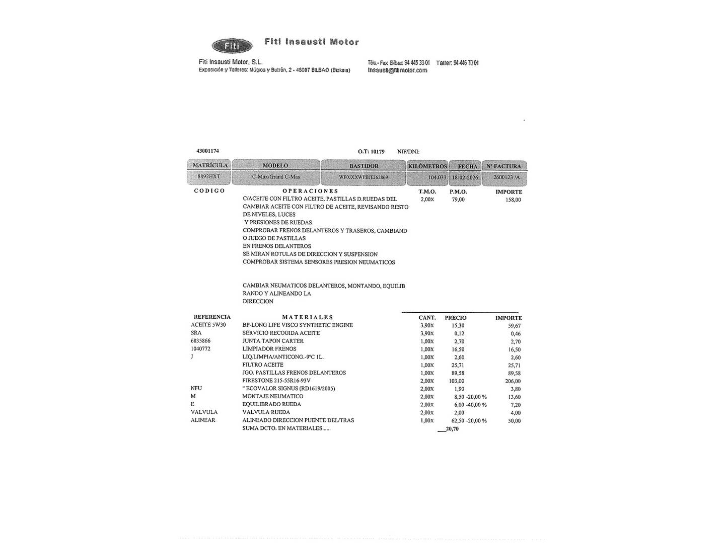 Foto del mantenimiento del Ford C-Max Ford C-Max 1.6 TDCI Trend (115 CV)