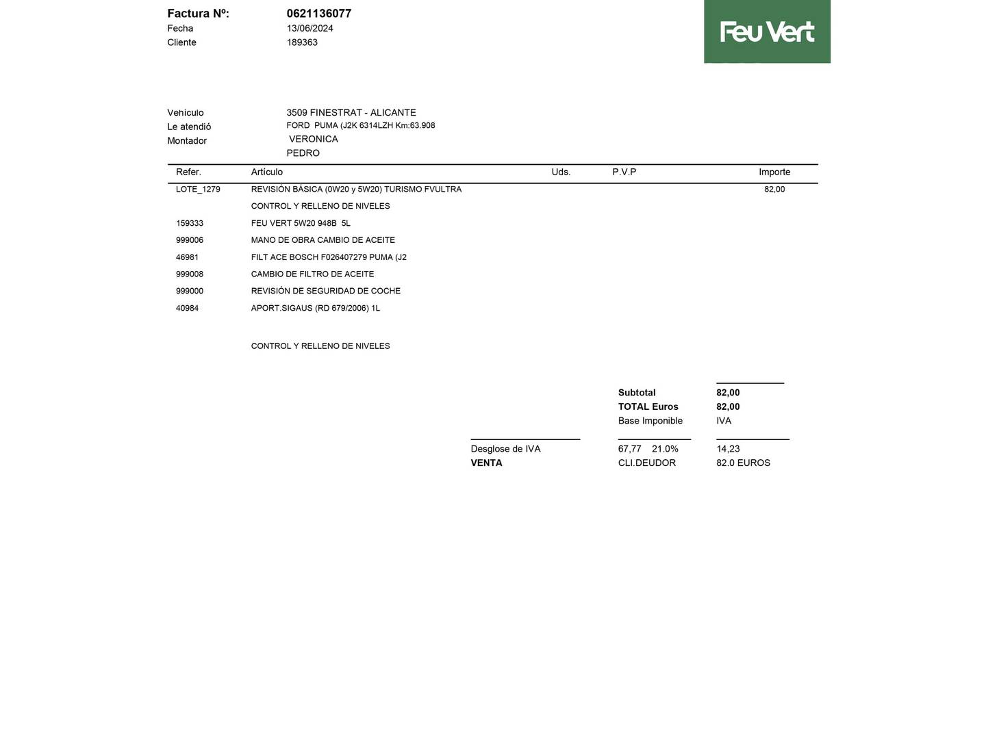 Foto del mantenimiento del Ford Puma Ford Puma 1.0 EcoBoost MHEV Titanium Design (125 CV)