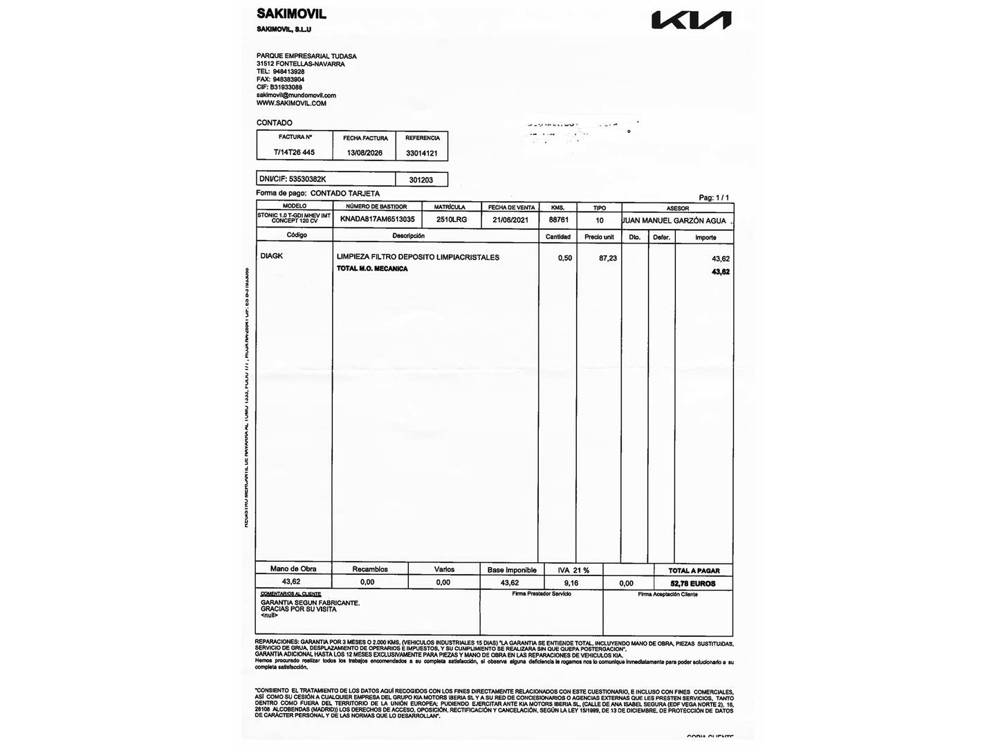 Foto del mantenimiento del KIA Stonic KIA Stonic 1.0 T-GDi MHEV iMT Concept (120 CV)
