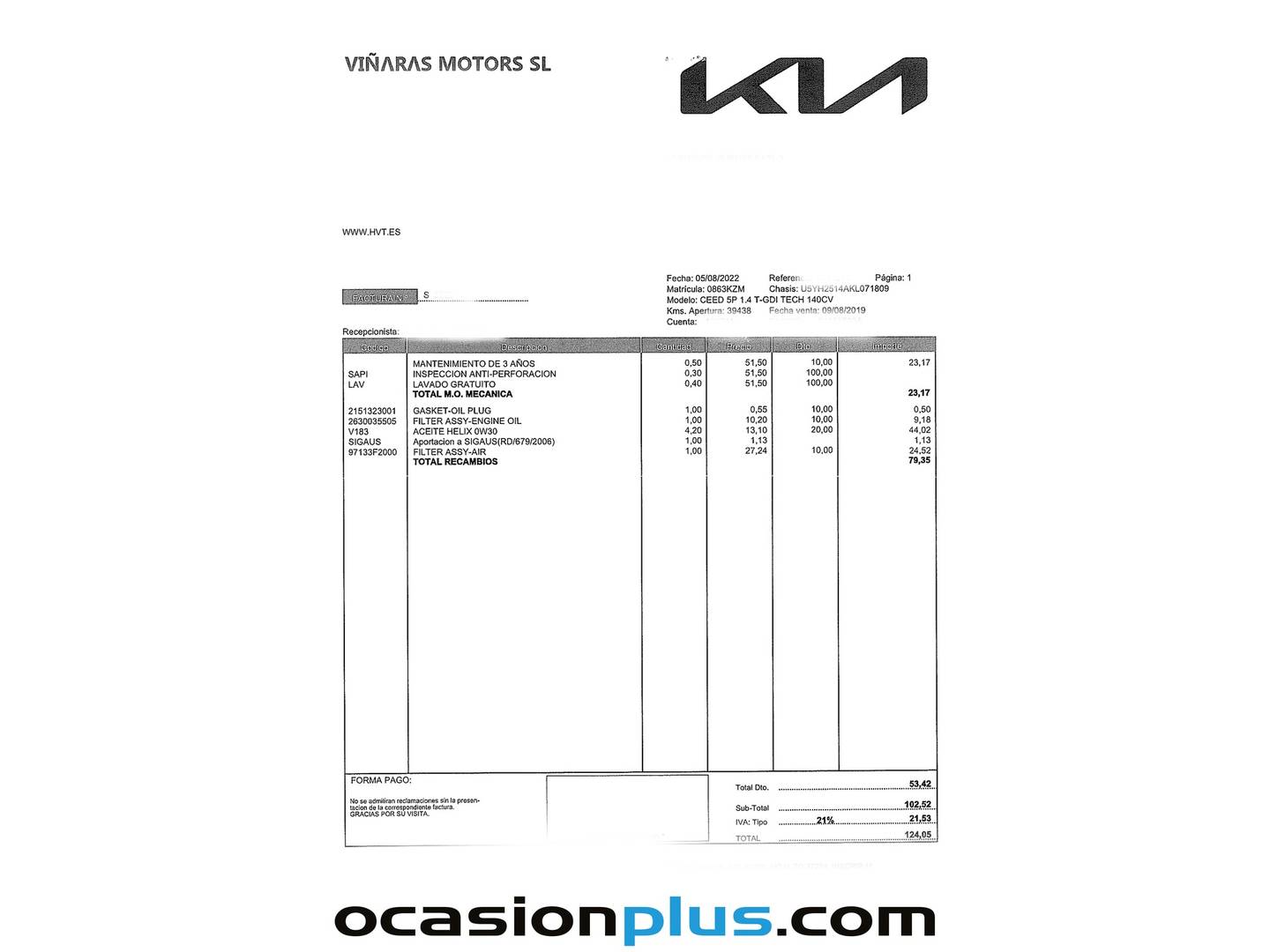 Foto del mantenimiento del KIA Ceed KIA Ceed 1.4 T-GDi Tech (140 CV)