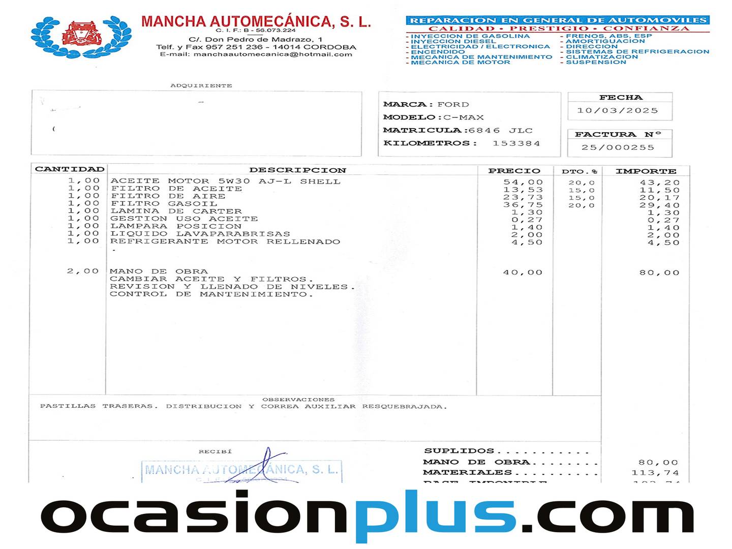 Foto del mantenimiento del Ford C-Max Ford C-Max 1.5 TDCI Trend+ (120 CV)
