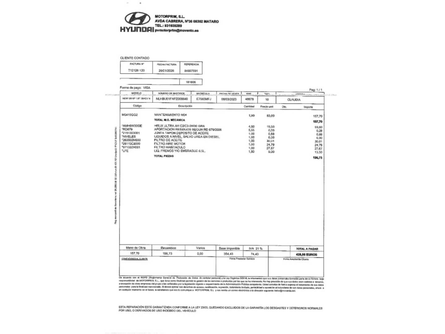 Foto del mantenimiento del Hyundai i20 Hyundai i20 1.6T N (204 CV)