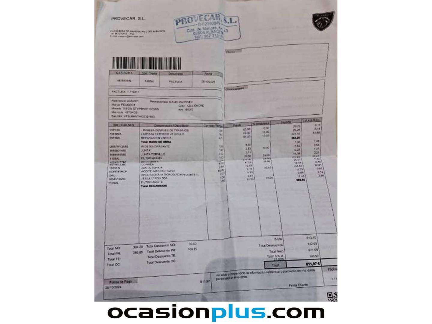 Foto del mantenimiento del Peugeot 308 Peugeot 308 SW SW PureTech 130 S&S Style (130 CV)