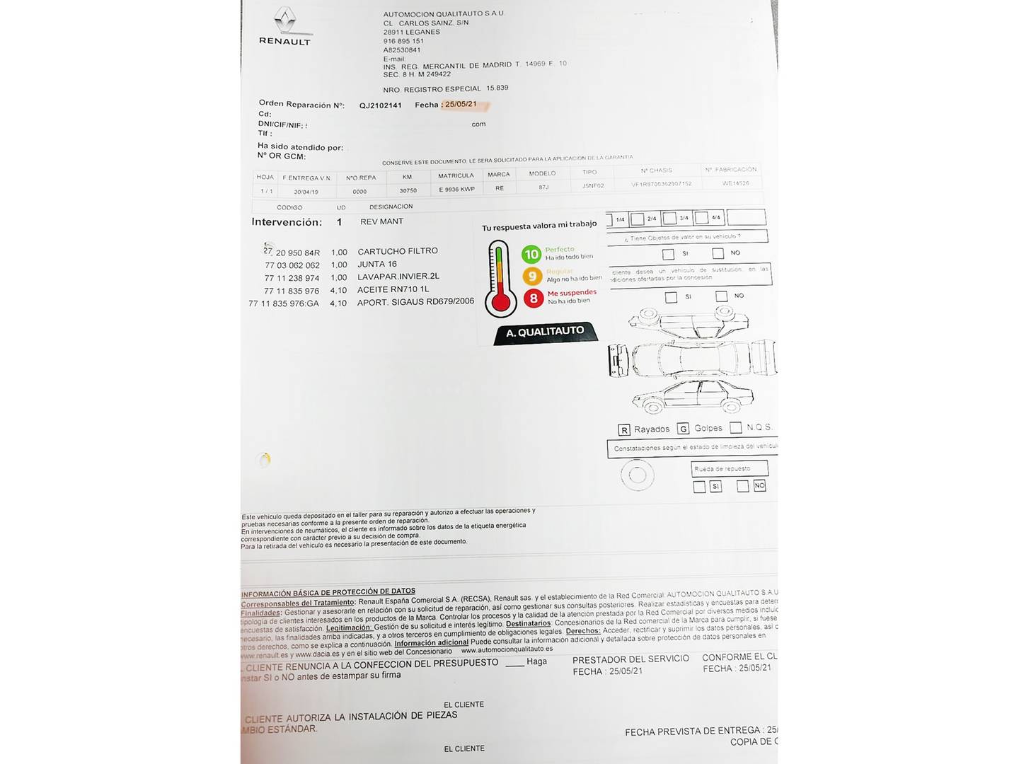 Foto del mantenimiento del Renault Captur Renault Captur Zen TCe (90 CV)