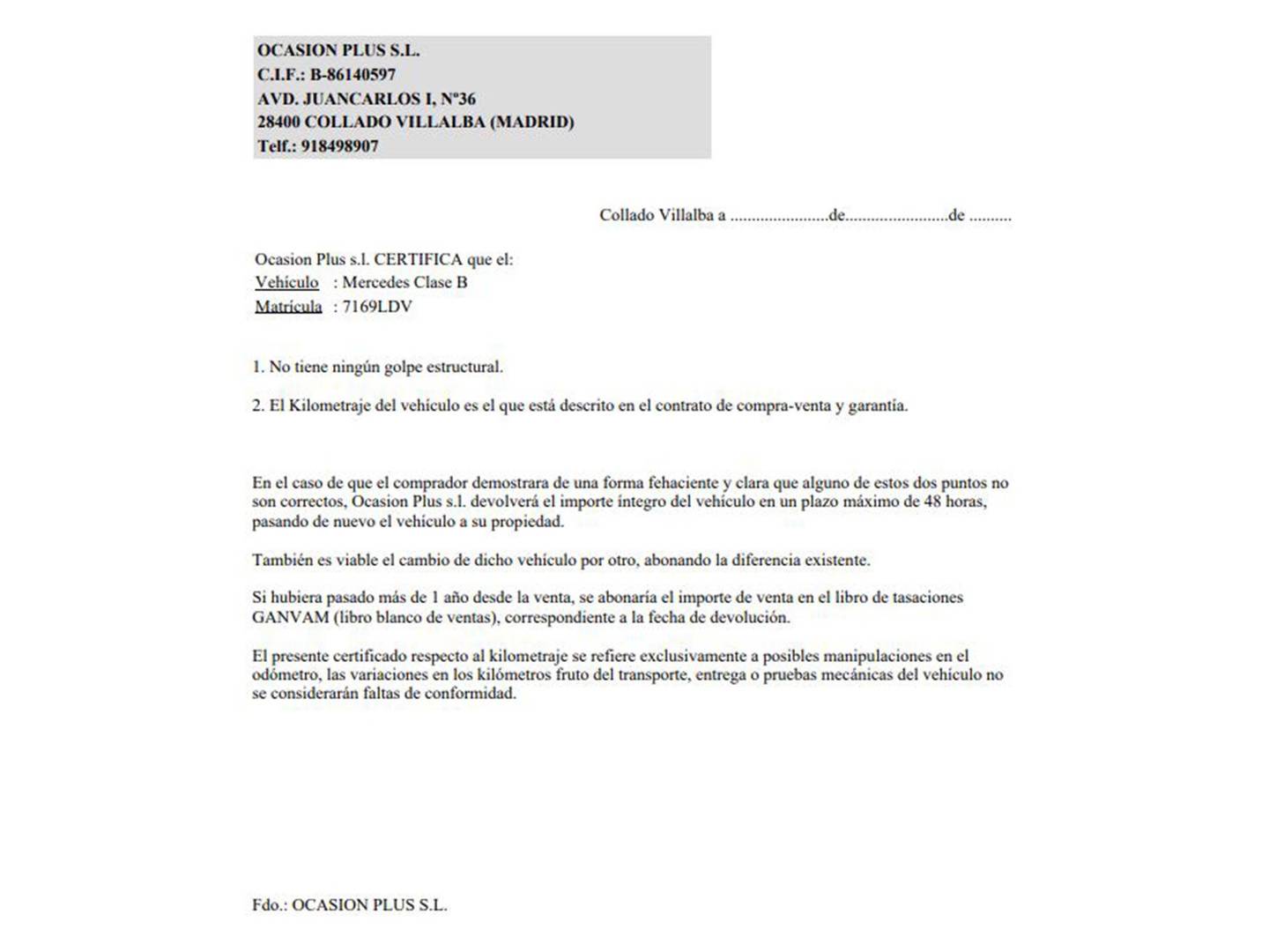 Foto del certificado del Mercedes Clase B Mercedes Clase B B 180 d (116 CV)