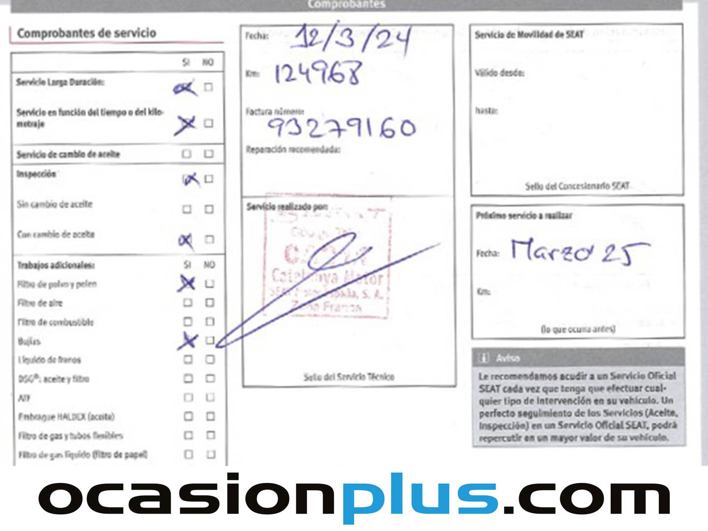 Foto del mantenimiento del Seat León Seat León 1.4 TSI ACT S&S FR  (150 CV)
