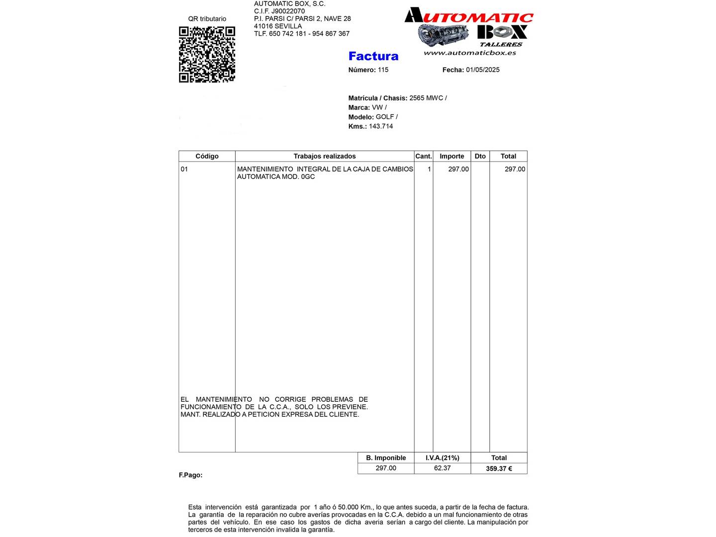 Foto del mantenimiento del Volkswagen Golf Volkswagen Golf GTI Performance 2.0 TSI (245 CV) DSG