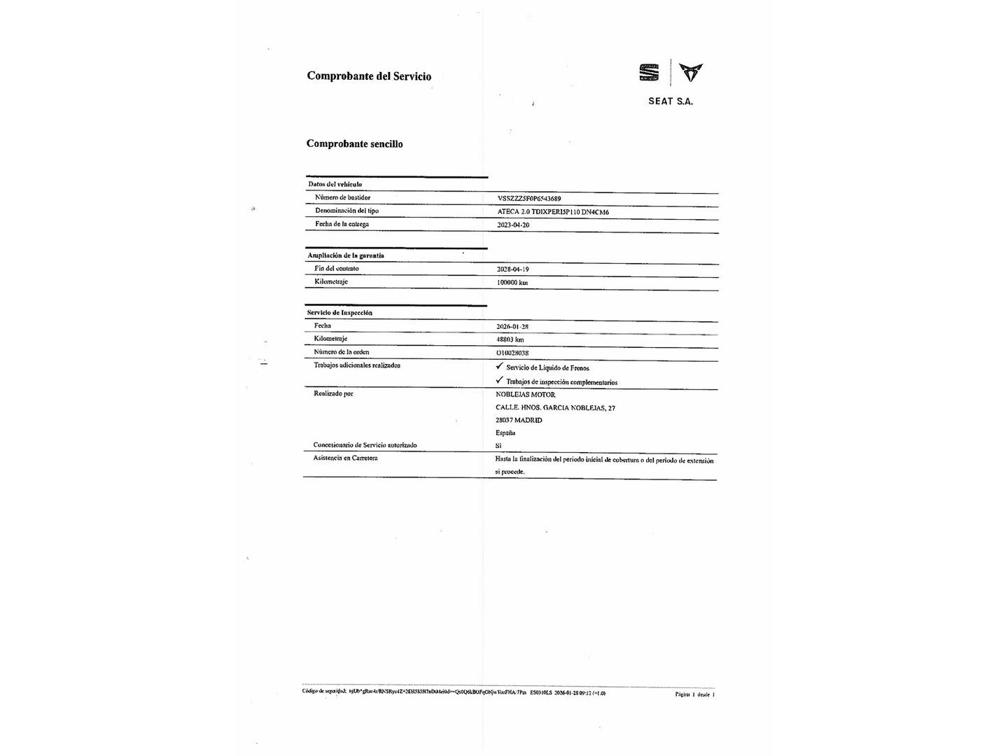 Foto del mantenimiento del Seat Ateca Seat Ateca 2.0 TDI X-Perience XXL (150 CV)