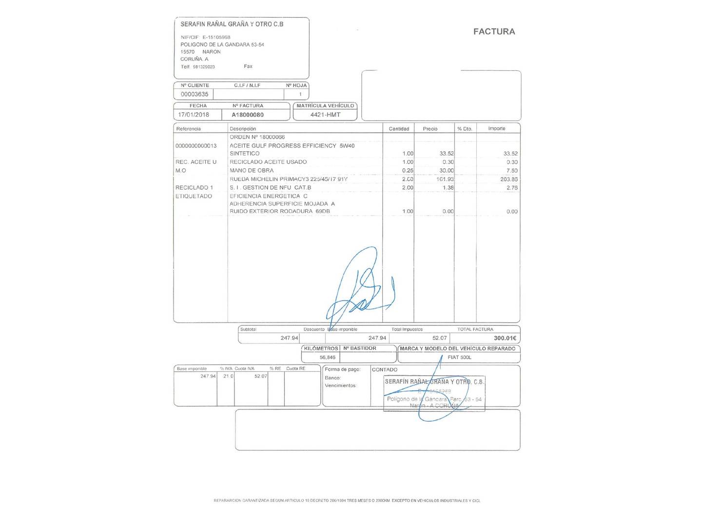 Foto del mantenimiento del Fiat 500L Fiat 500L 1.4 16v (95 CV)