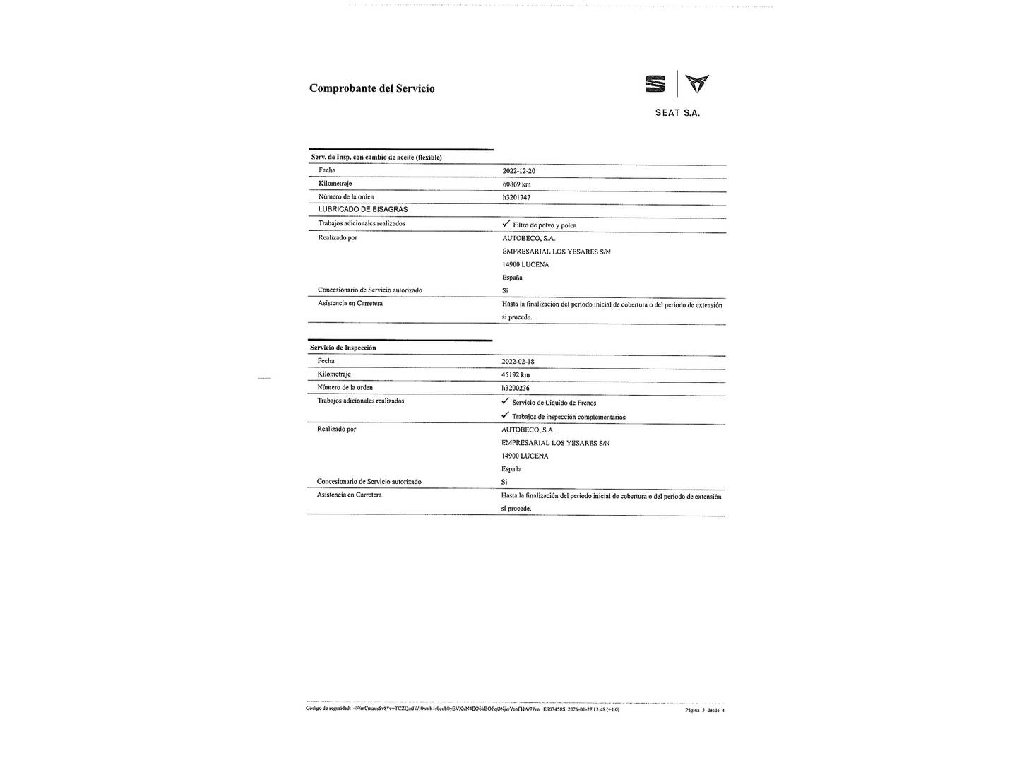 Foto del mantenimiento del Seat Arona Seat Arona 1.6 TDI Ecomotive S&S Style (95 CV)