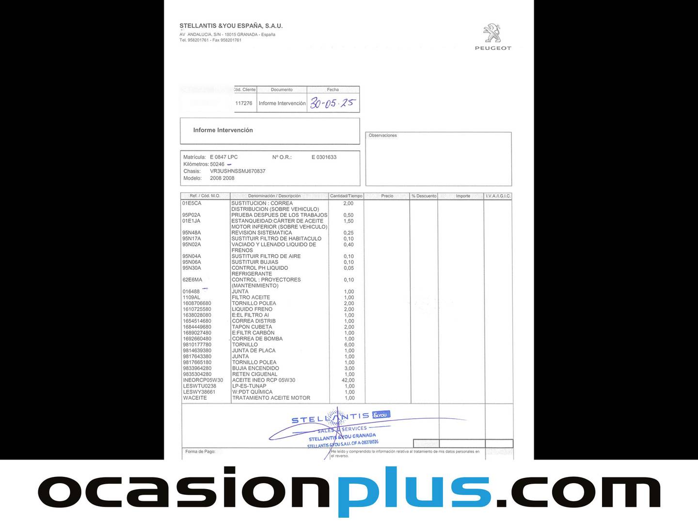 Foto del mantenimiento del Peugeot 2008 Peugeot 2008 PureTech 130 S&S Allure Pack EAT8 (130 CV)