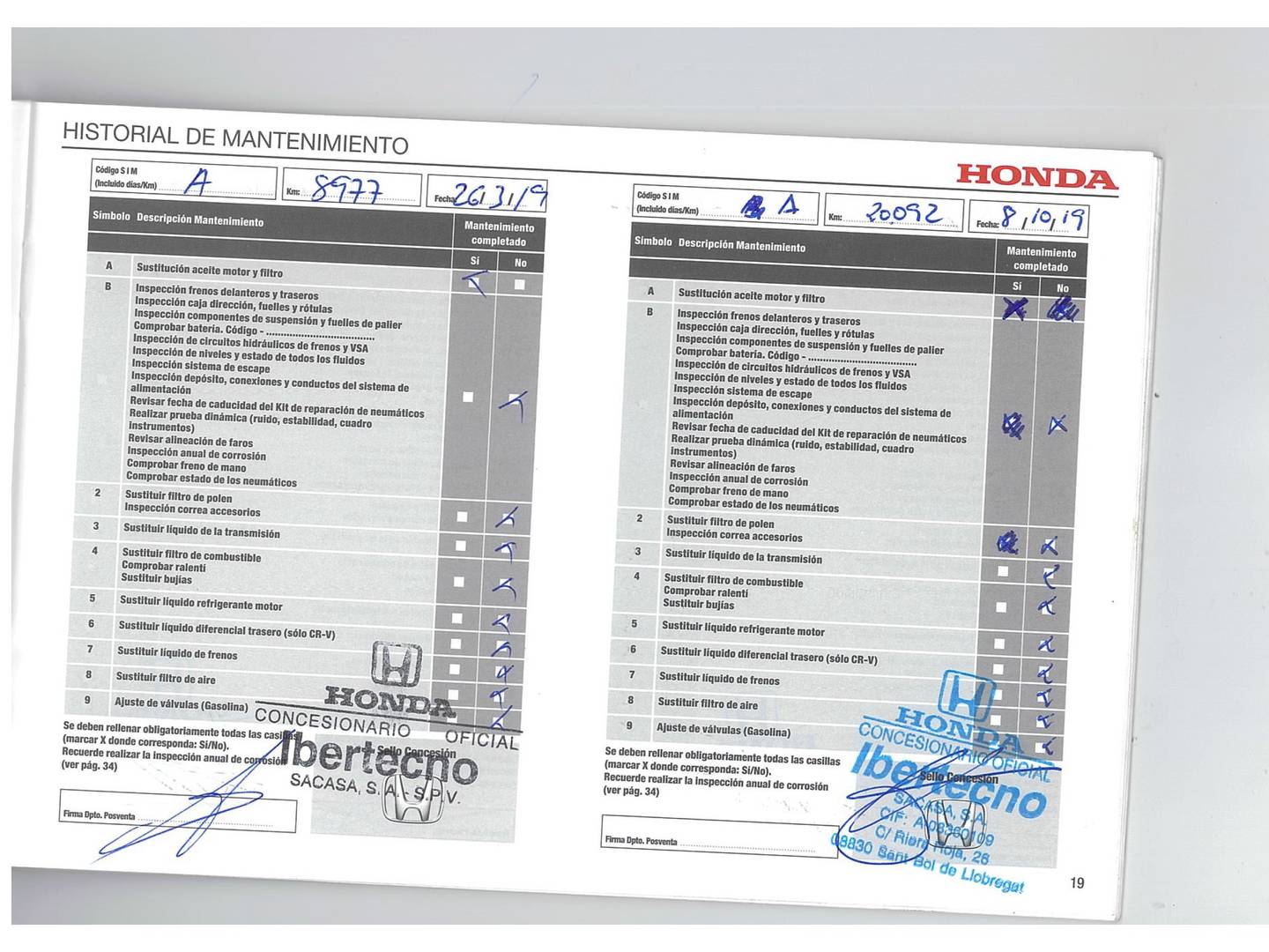 Foto del mantenimiento del Honda Civic Honda Civic 1.5 I-VTEC Sedan Executive CVT  (182 CV)