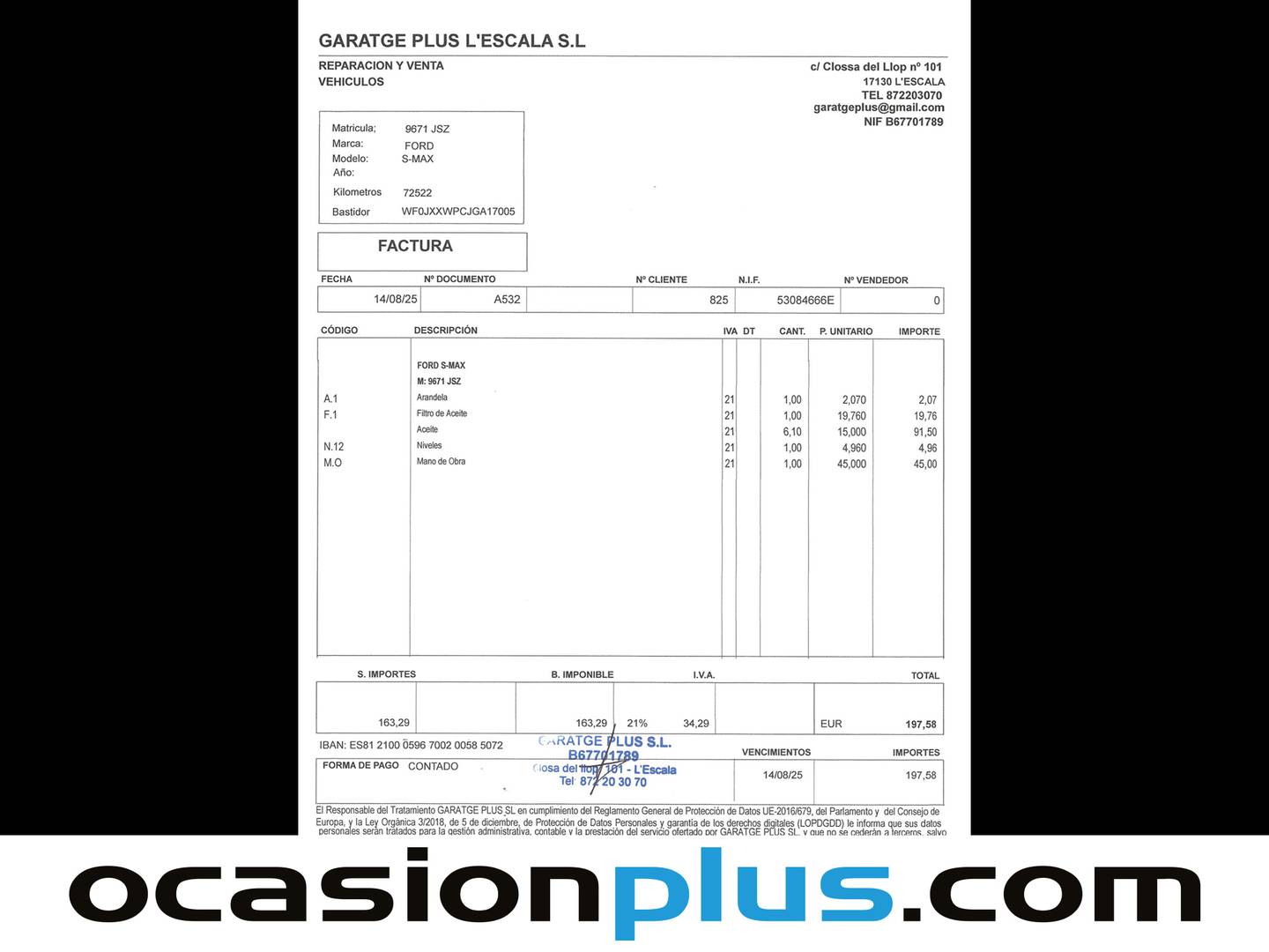 Foto del mantenimiento del Ford S-MAX Ford S-Max 2.0 TDCI Titanium (150 CV) 7 Plazas