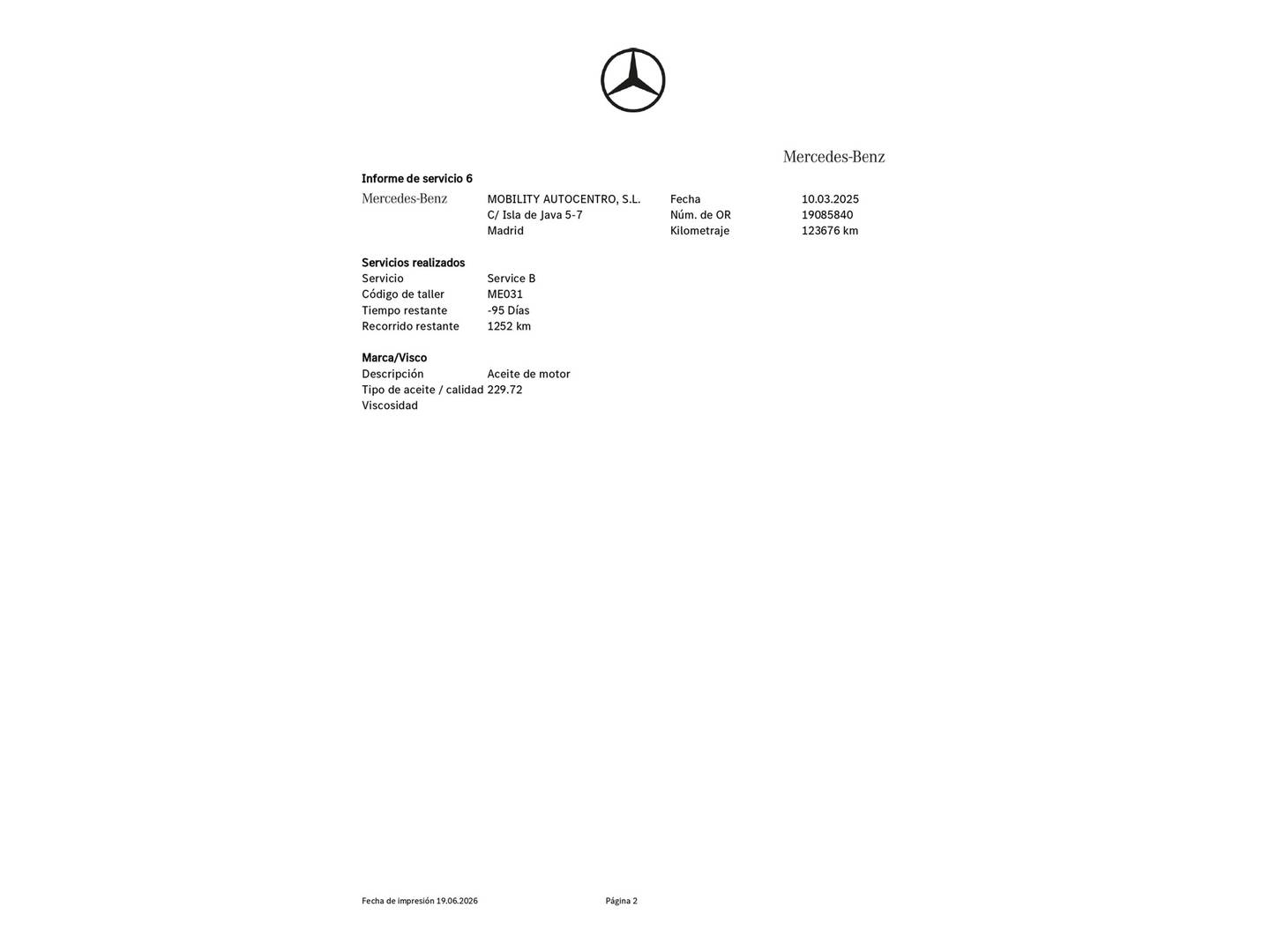 Foto del mantenimiento del Mercedes Clase A Mercedes Clase A 180 d (116 CV) Pack AMG