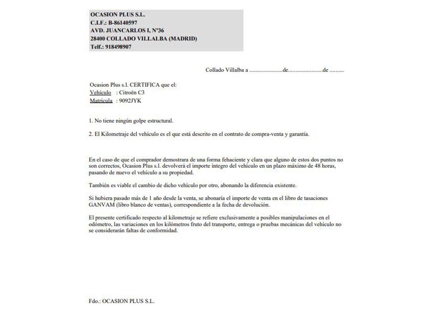 Foto del certificado del Citroën C3 Citroën C3 PureTech 82 Feel  (83 CV)