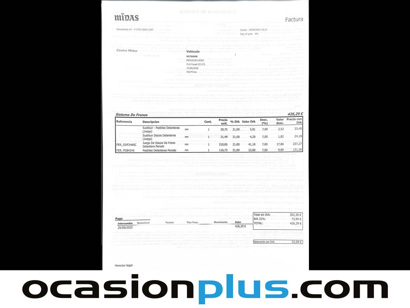 Foto del mantenimiento del Mercedes CLA Mercedes-Benz CLA 180 (122 CV)