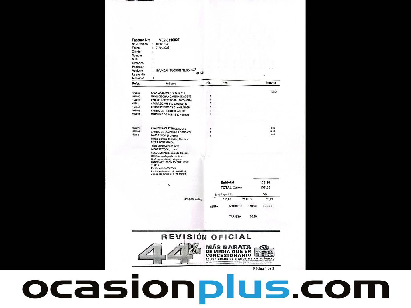 Foto del mantenimiento del Hyundai Tucson Hyundai Tucson 1.6 GDI BlueDrive Essence 4x2 (131 CV)