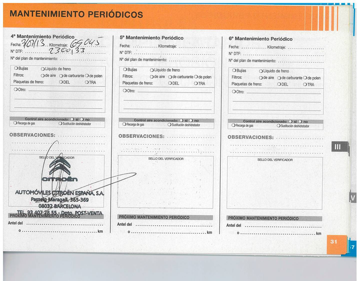 Foto del mantenimiento del Citroën C3 Citroen C3 1.4 Furio (75 CV)