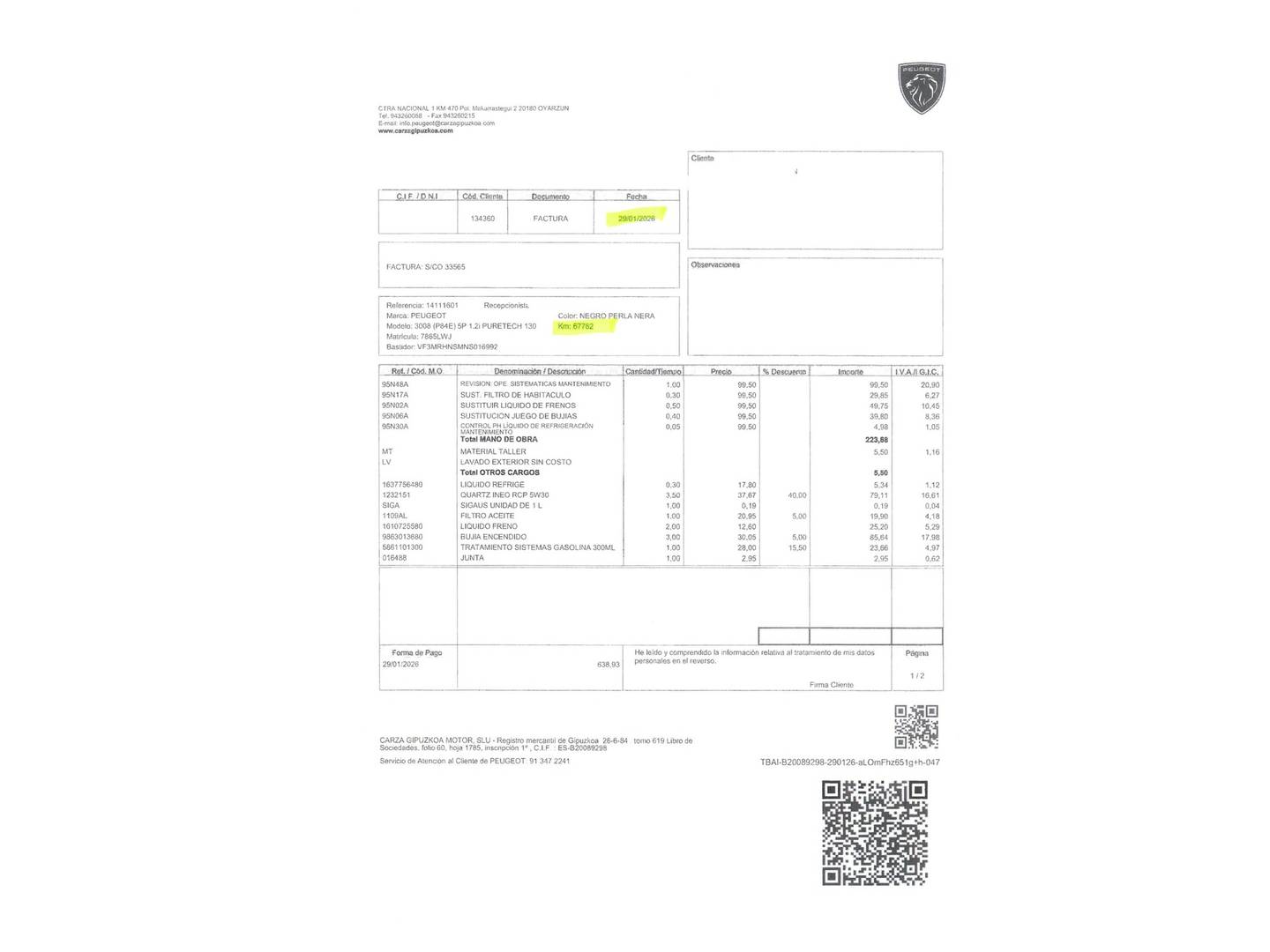 Foto del mantenimiento del Peugeot 3008 Peugeot 3008 PureTech 130 S&S Allure Pack (130 CV)