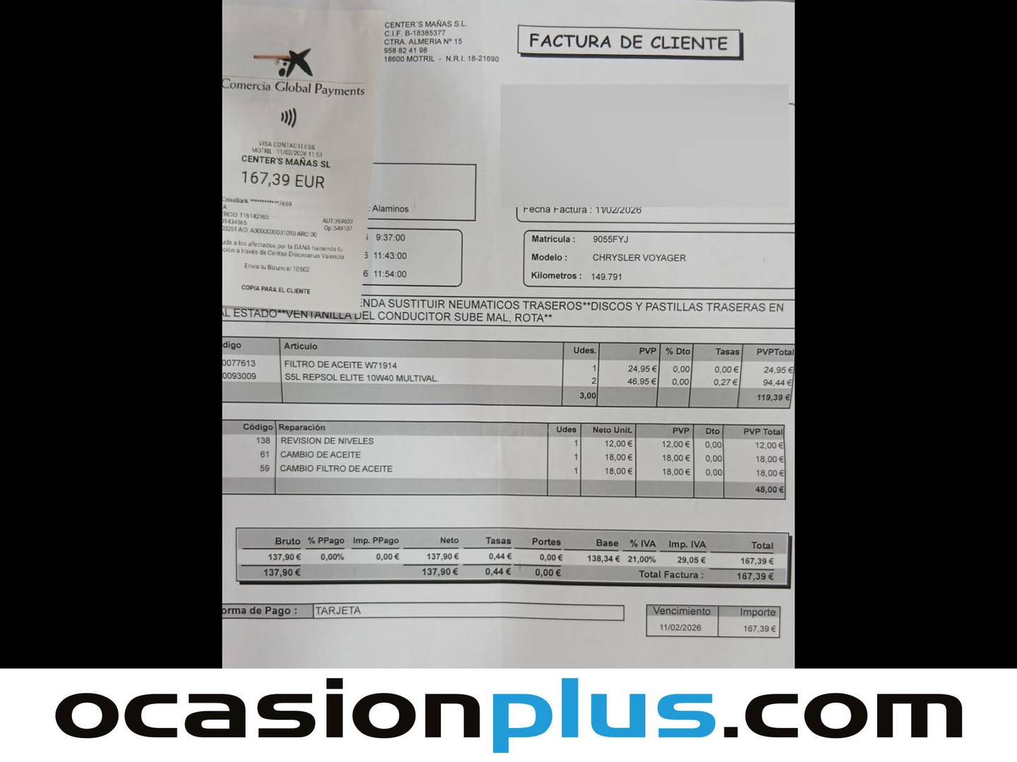 Foto del mantenimiento del Chrysler Voyager Chrysler Voyager 2.8 CRD LX Auto (150 CV) 7 Plazas