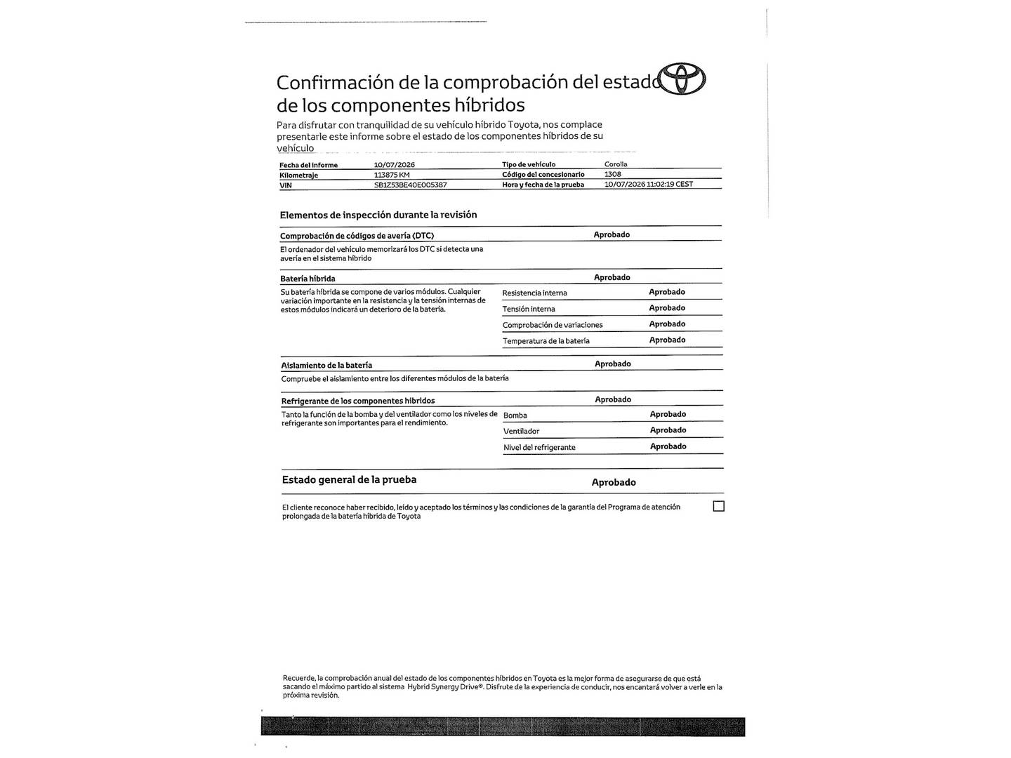 Foto del mantenimiento del Toyota Corolla Toyota Corolla Touring Sports 180H Feel! E-CVT (180 CV)