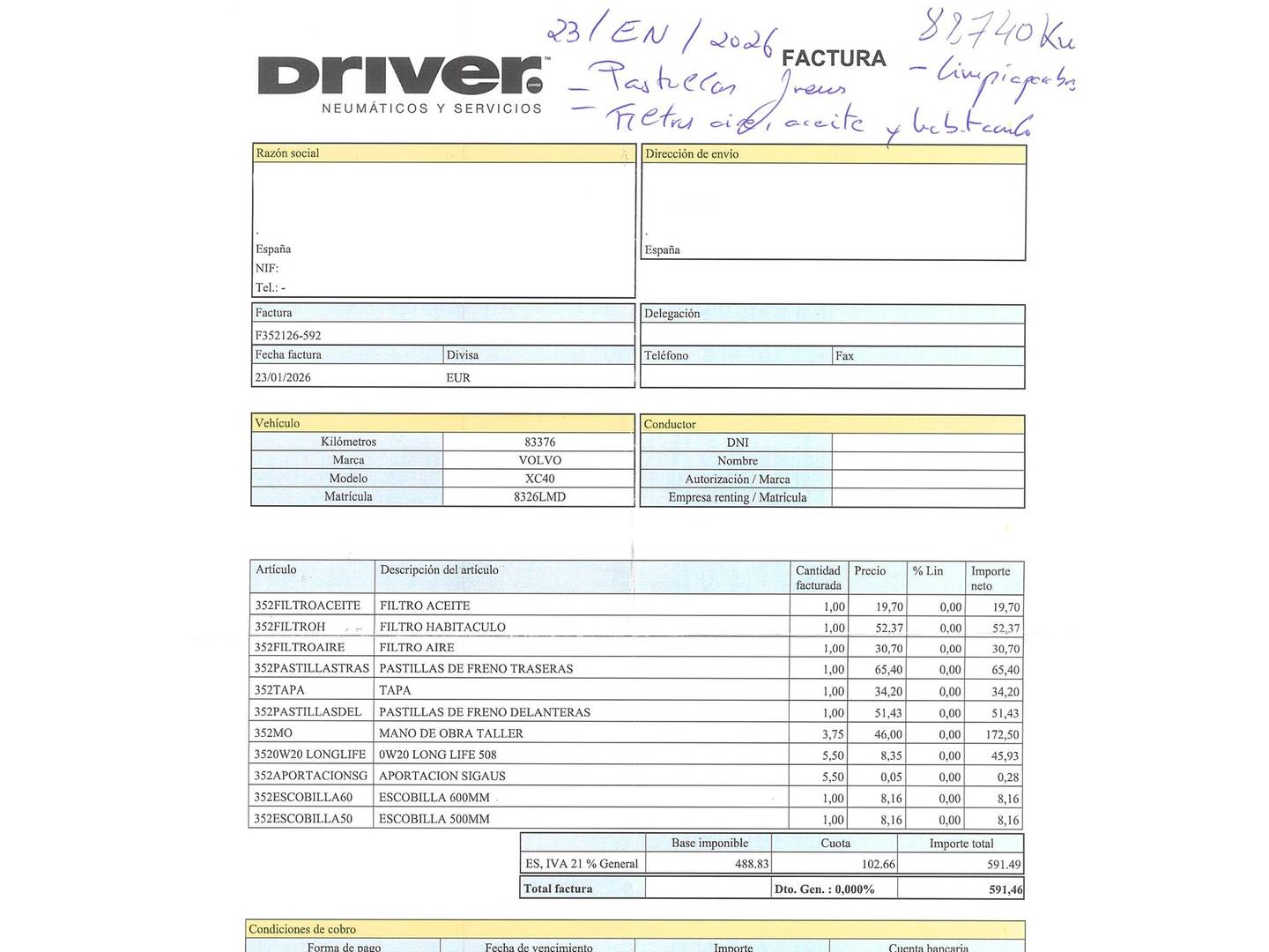 Foto del mantenimiento del Volvo XC40 Volvo XC40 T2 Momentum Core (129 CV)