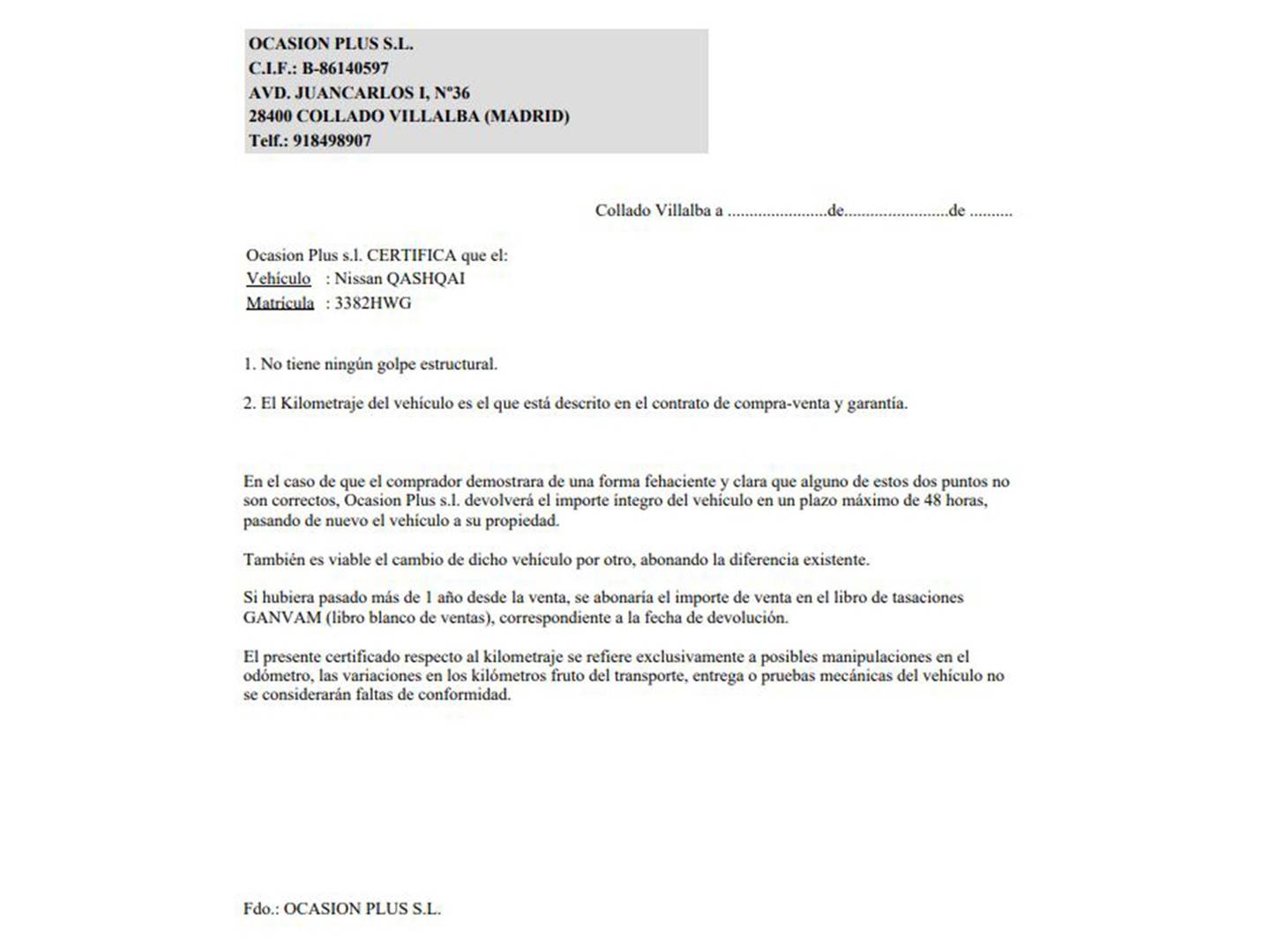 Foto del certificado del Nissan QASHQAI Nissan Qashqai 1.6 dCi S&S 360 4x2 (130 CV)