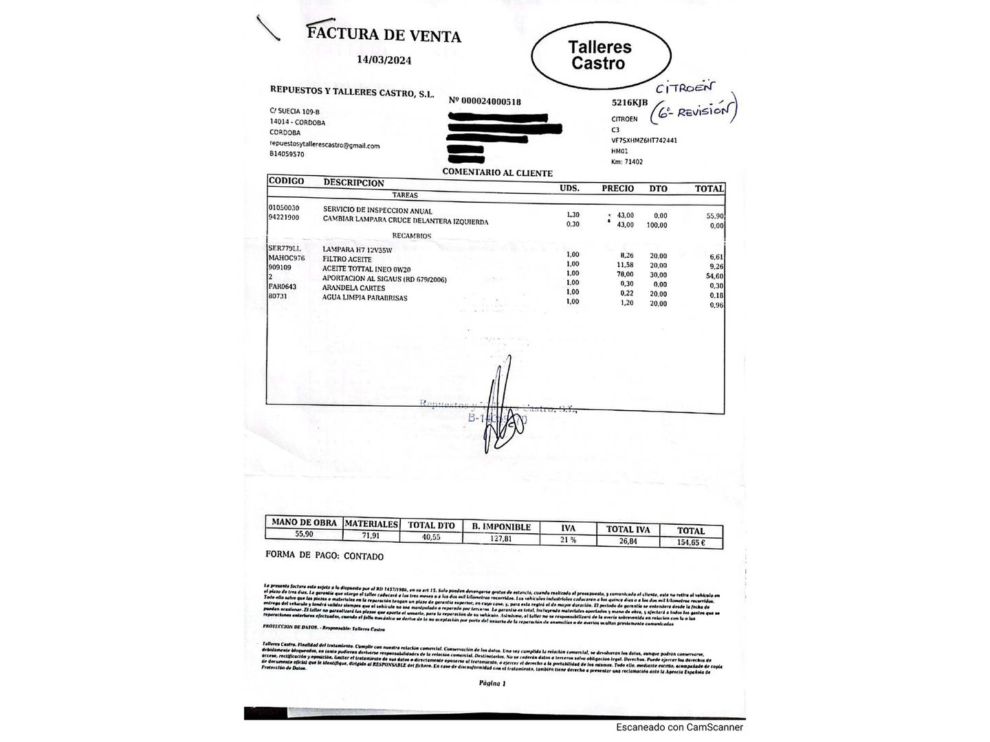 Foto del mantenimiento del Citroën C3 Citroën C3 PureTech 82 Shine (82 CV)