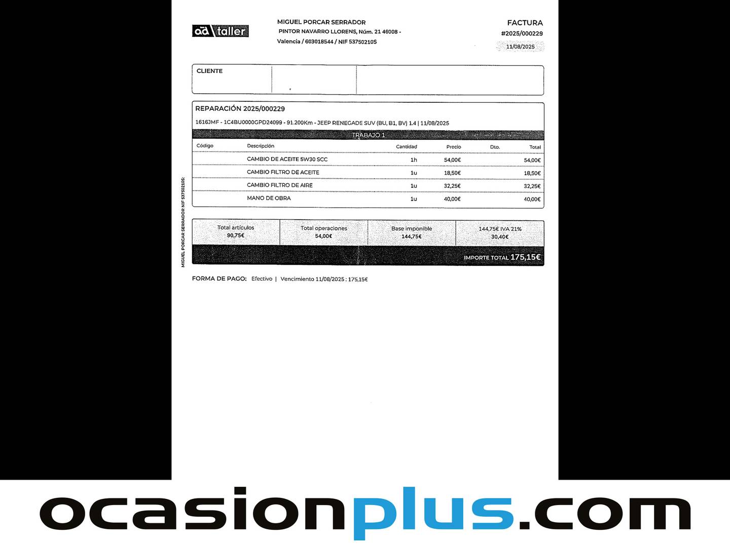 Foto del mantenimiento del Jeep Renegade Jeep Renegade 1.4 Multiair Longitude 4x2 (140 CV)